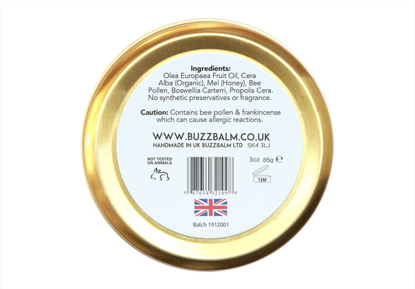 Foot Cream for Cracked Heels and Dry Skin Buzzbalm's Bee Heeled Heel Balm with Melixir®- Natural Cracked Heel Repair Cream with Frankincense & Manuka Honey (85g)